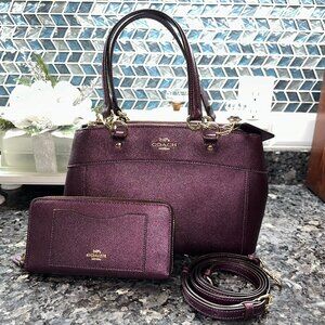 Coach Metallic Berry Mini Brooke Crossbody Satchel Handbag With Matching Wallet